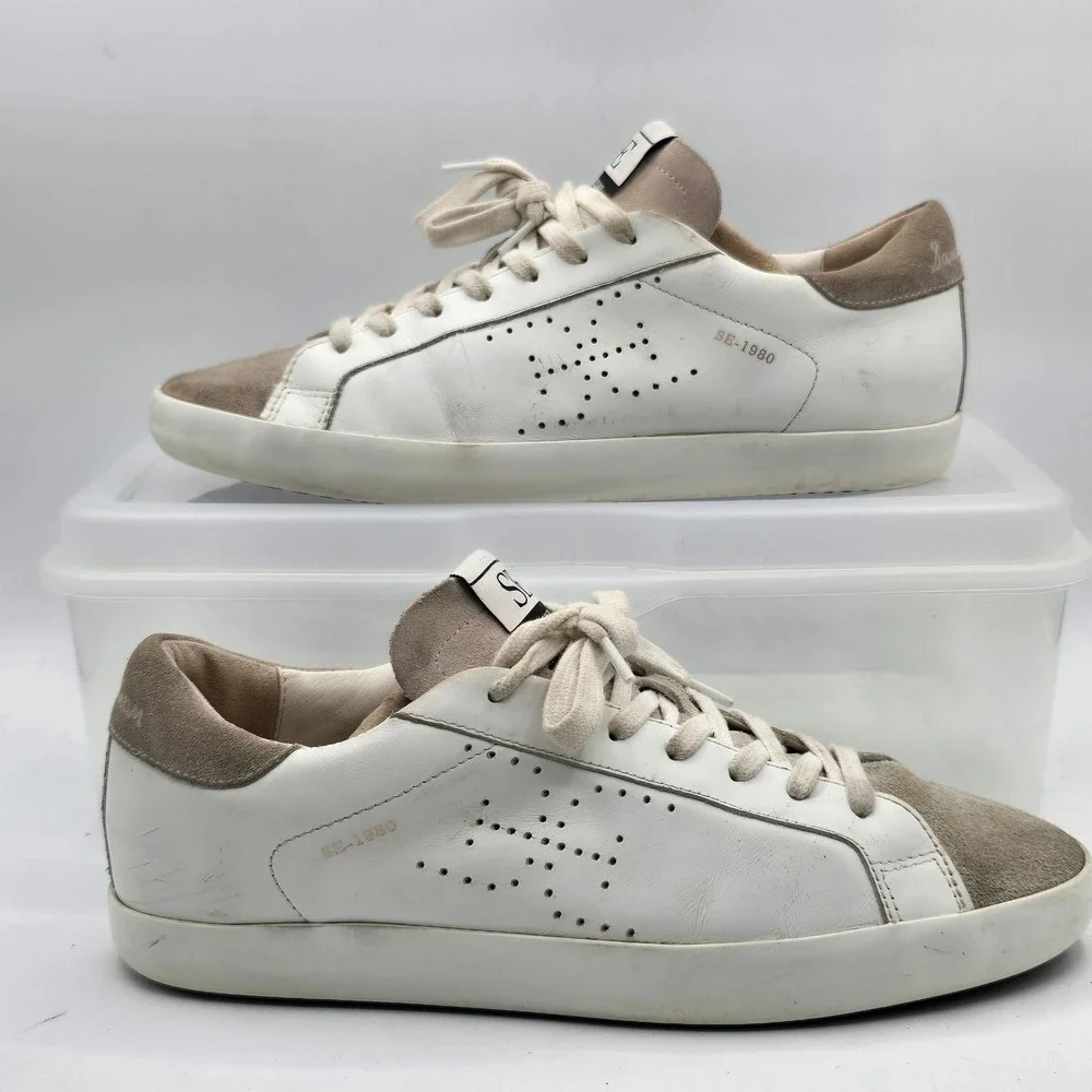 Sam Edelman Aubrie Shoes Womens Size 8 White Leather Suede Low Top Sneakers
